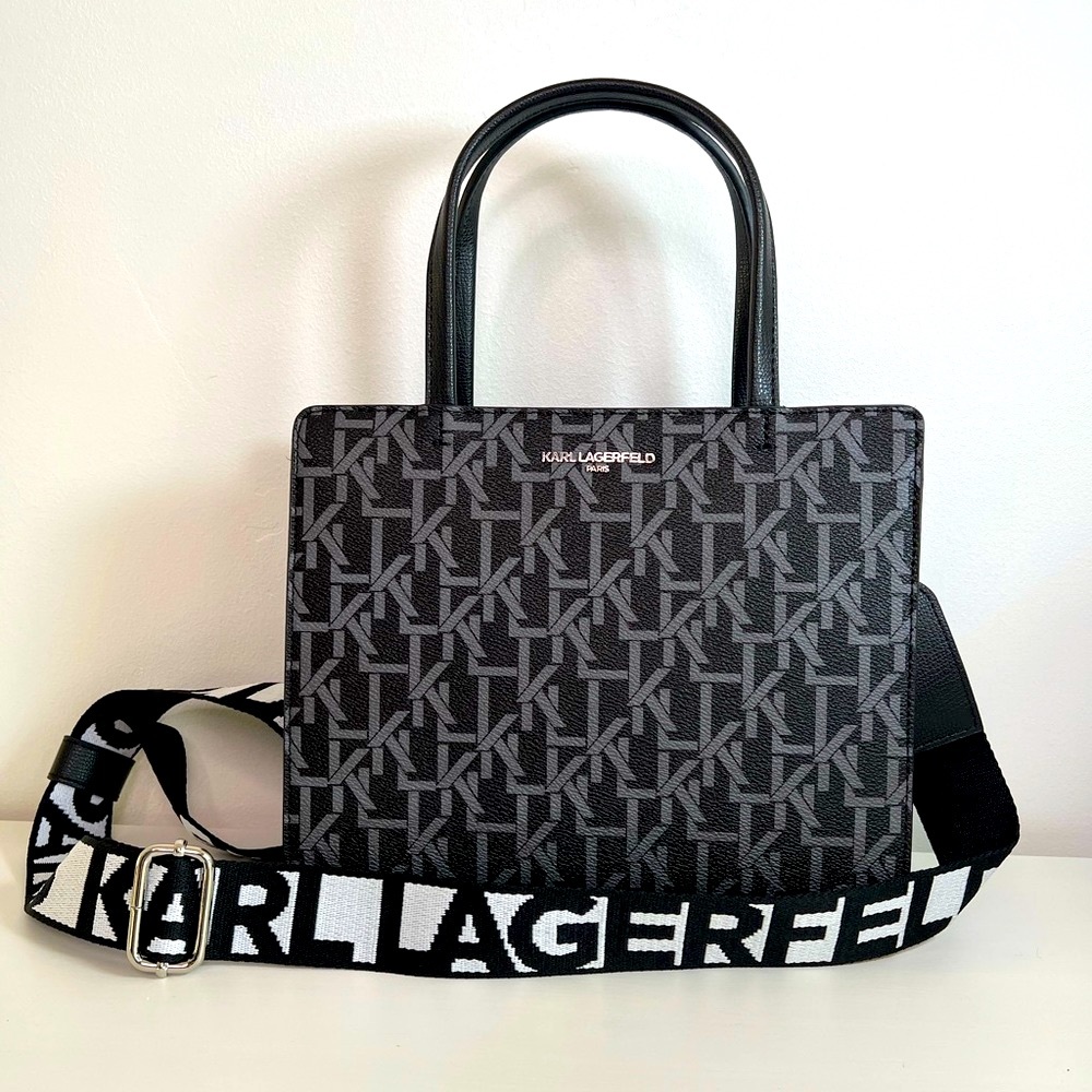 NWT KARL LAGERFELD PARIS MAYBELLE LEATHER SATCHEL SHOULDER BAG WITH DUST BAG